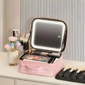 Organizador de Maquillaje Compacto con Espejo LED